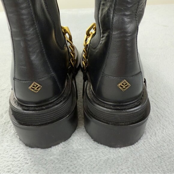 Sandro Leather Black Biker Boots Women's Size 9 - Picture 3 of 13